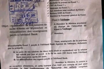 Kasaï : les enseignants réclament leurs salaires et dénoncent  les manœuvres d’Afriland Bank